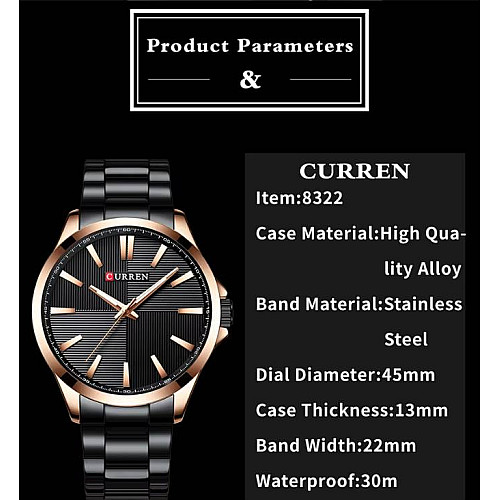 Часы наручные мужские Curren 8322 Black (18688-hbr)