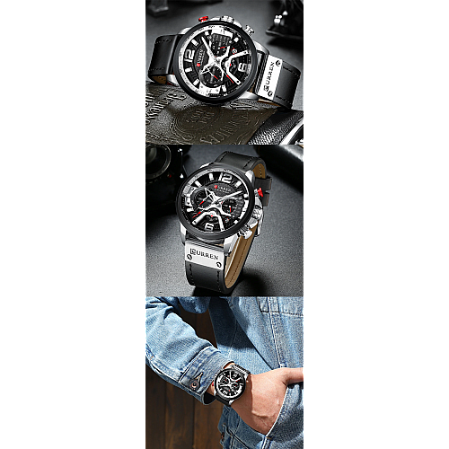 Часы наручные мужские Curren 8329 Silver Black (18690-hbr)