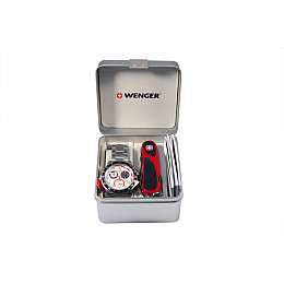 Набір Wenger годинники та ніж Червоний-чорний (70797)