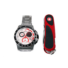 Набір Wenger годинники та ніж Червоний-чорний (70797)