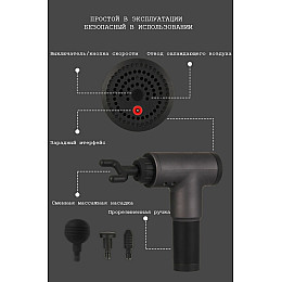 Портативний масажер для тіла Fascial Gun KH-320 Black (VD1299)