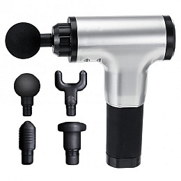 Портативний ручний м'язовий масажер для тіла Fascial Gun HG-320 Silver-Black (SMT179524381)