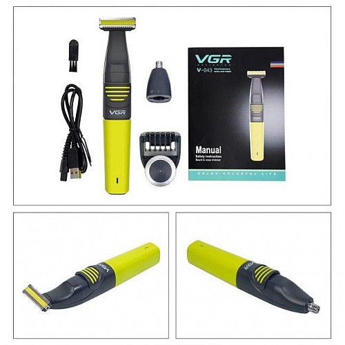 Електробритва + тример для носа і вух VGR V-043 Салатовий