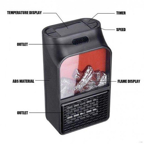 Портативный обогреватель FLAME HEATER 1000 Вт с имитацией камина