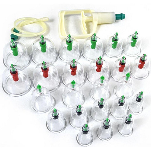 Массажные антицеллюлитные вакуумные банки BaoYi 24 шт с насосом вакууматором