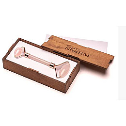 Роликовый Массажёр Розовый Кварц + Подарочная коробка из дерева Trend-Box Коричневая