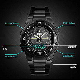 Чоловічі наручні годинники Skmei Marshal Black VIP