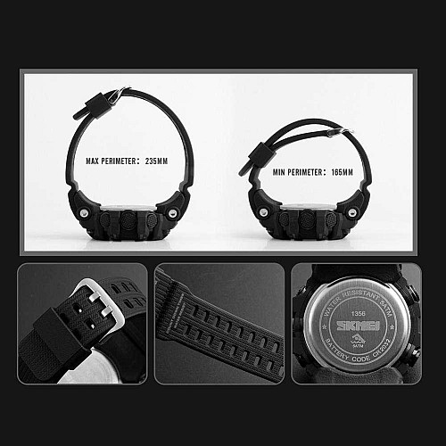 Cпортивні годинники Skmei 1356 Compass з компасом Чорний