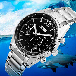 Чоловічі наручні годинники Skmei Tandem 9096 Сріблястий