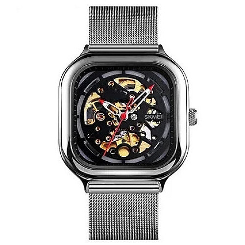 Чоловічі механічні годинники Skmei 9184 скелетон Сріблястий