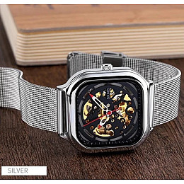 Чоловічі механічні годинники Skmei 9184 скелетон Сріблястий