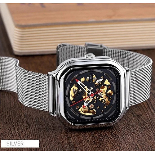 Чоловічі механічні годинники Skmei 9184 скелетон Сріблястий