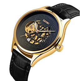 Чоловічі механічні годинники Skmei 9209 скелетон Чорний