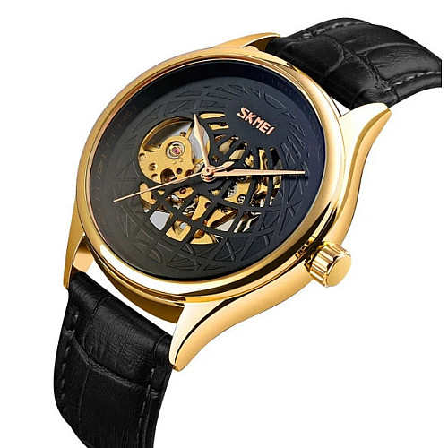 Мужские механические часы Skmei 9209 скелетон Черный