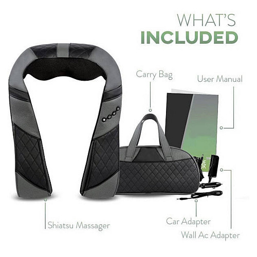 Масажер для шиї та плечей з прогрівом Resteck 32x31x19 см Чорно-сірий (1477844644)