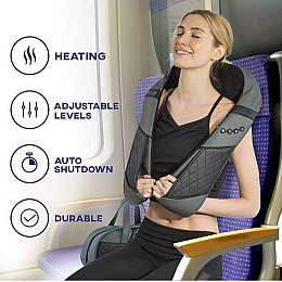 Масажер для шиї та плечей з прогрівом Resteck 32x31x19 см Чорно-сірий (1477844644)