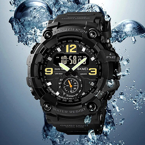Чоловічі спортивні наручні годинники Skmei 1637 водонепроникні Чорний