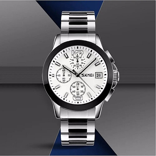 Часы мужские Skmei 9126 с хронографом Серебристый