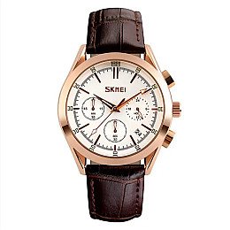 Мужські годинники Skmei Prestige 9127 класичні Коричневий
