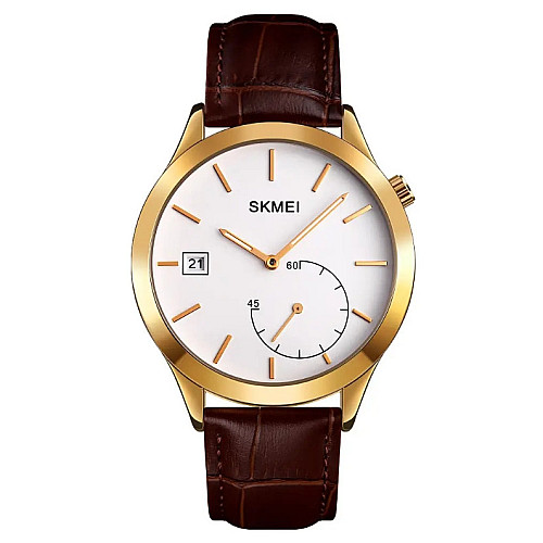 Чоловічі кварцеві годинники Skmei 1581 Prestige коричневий