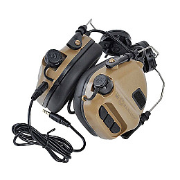 Тактические активные наушники EARMOR М31Н с креплением и гарнитурой под шлем Койот (1673046539)