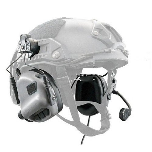 Тактические активные наушники EARMOR М32Н с креплением и гарнитурой под шлем Серый (1713646566)