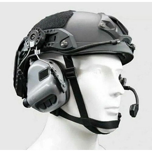 Тактические активные наушники EARMOR М32Н с креплением и гарнитурой под шлем Серый (1713646566)