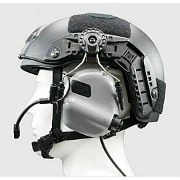 Тактические активные наушники EARMOR М32Н с креплением и гарнитурой под шлем Серый (1713646566)