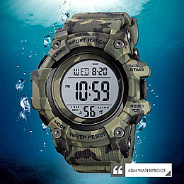 Часы мужские спортивные Skmei 1552 Зеленый камуфляж