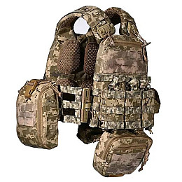 Плитоноска з комплектом підсумків без плит No Brand М6 28 х 40 х 21 см Піксель (2072868894)