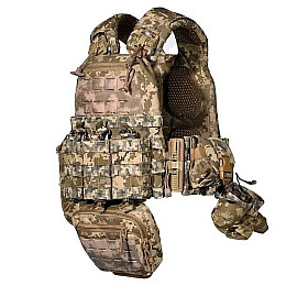 Плитоноска з комплектом підсумків без плит No Brand М6 28 х 40 х 21 см Піксель (2072868894)