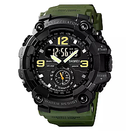 Часы мужские спортивные наручные Skmei 1637 водонепроницаемые Зеленый (2081486927)