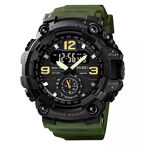 Часы мужские спортивные наручные Skmei 1637 водонепроницаемые Зеленый (2081486927)