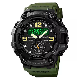 Часы мужские спортивные наручные Skmei 1637 водонепроницаемые Зеленый (2081486927)