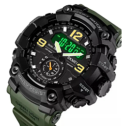 Часы мужские спортивные наручные Skmei 1637 водонепроницаемые Зеленый (2081486927)
