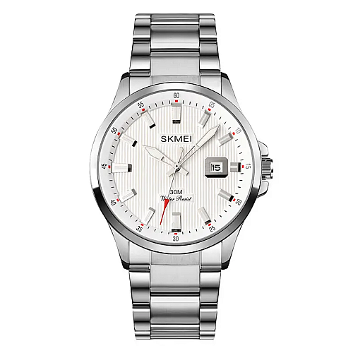 Чоловічі наручні годинники Skmei 1654 Сріблястий на сталевому браслеті