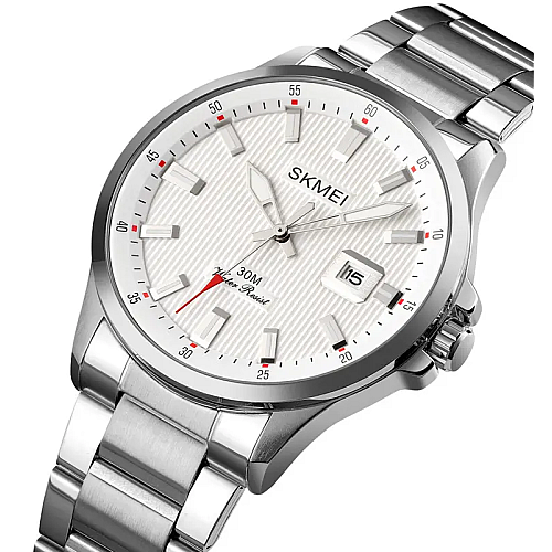 Чоловічі наручні годинники Skmei 1654 Сріблястий на сталевому браслеті
