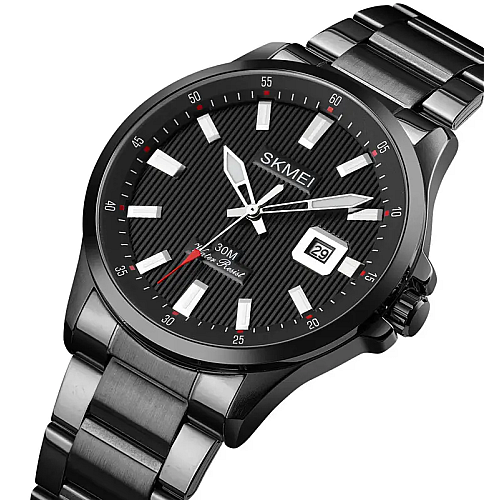Мужские наручные часы Skmei 1654 Черный на стальном браслете