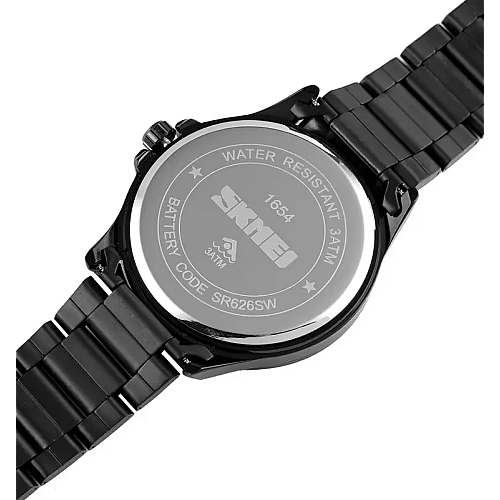 Мужские наручные часы Skmei 1654 Черный на стальном браслете
