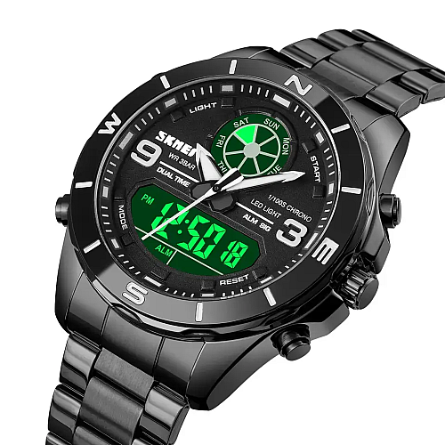 Часы мужские на стальном браслете Skmei 1839 Черный