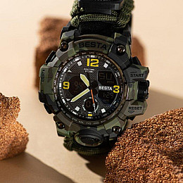 Мужські наручні годинники BESTA Life Pro з компасом Хакі