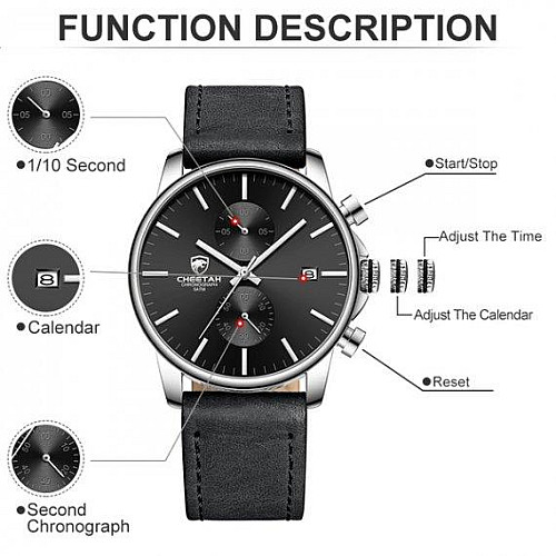 Чоловічі наручні класичні годинники Cheetah Monaco