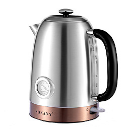 Електрочайник з термометром Sokany SK-1031 безшумний 1,7л сталь (SK1031SS)