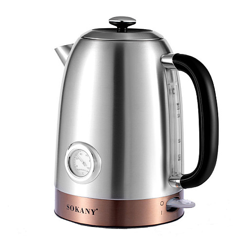 Електрочайник з термометром Sokany SK-1031 безшумний 1,7л сталь (SK1031SS)