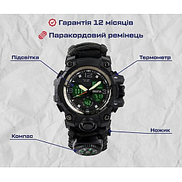 Мужські наручні годинники BESTA Life Pro з компасом Чорний