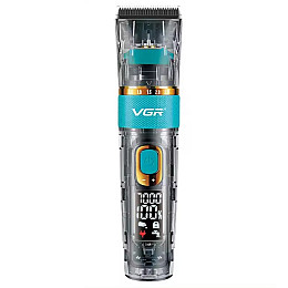 Машинка для стрижки волос VGR V-695 LED-дисплей акумуляторна 10W Сіра