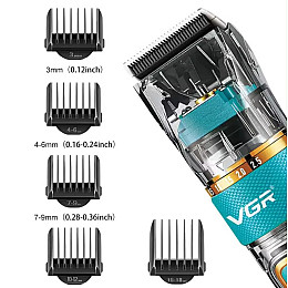 Машинка для стрижки волос VGR V-695 LED-дисплей акумуляторна 10W Сіра
