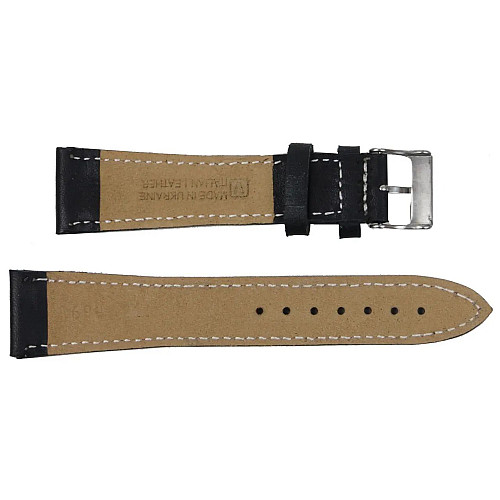 Ремешок для годинників Mykhail Ikhtyar шкіряний 22 мм Чорний (S699-22S black)