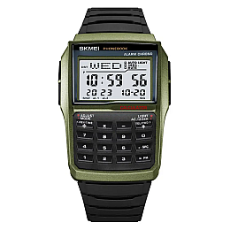 Мужские наручные часы с калькулятором Skmei 2255 Зеленый