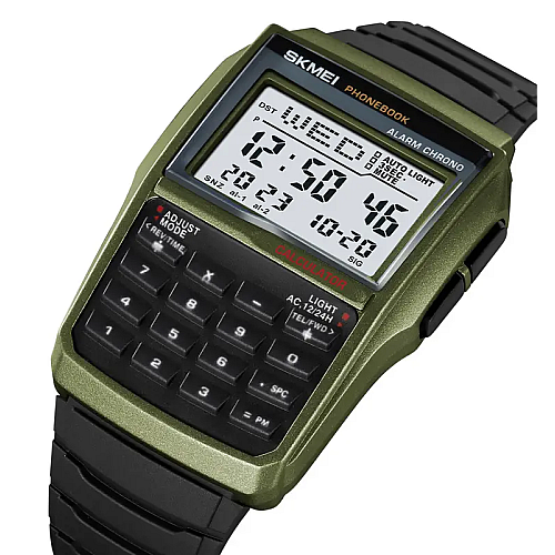 Мужские наручные часы с калькулятором Skmei 2255 Зеленый